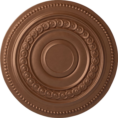 Ekena Millwork Oldham Ceiling Medallion (Fits Canopies up to 8 5/8"), Hand-Painted Polished Copper, 18"OD x 1 1/4"P CM18OLPOS